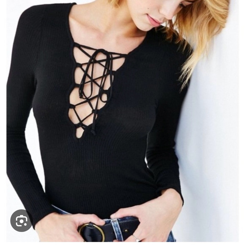 Urban Outfitters Black Long Sleeve Lace Up